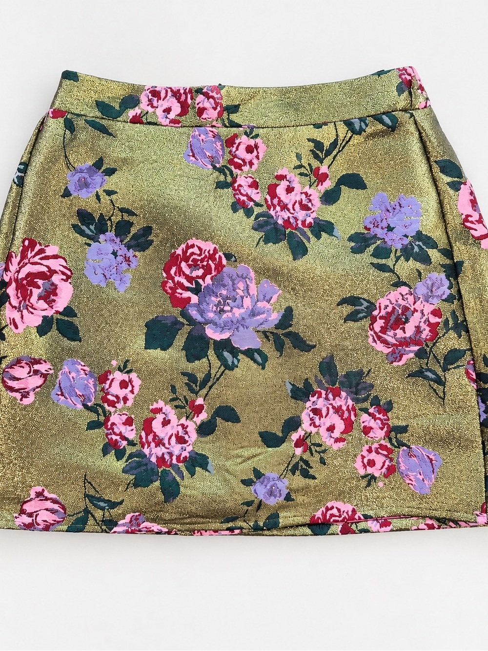 THML Metallic Gold Floral Jacquard Mini SKORT Size Small (NWOT NEVER WORN)